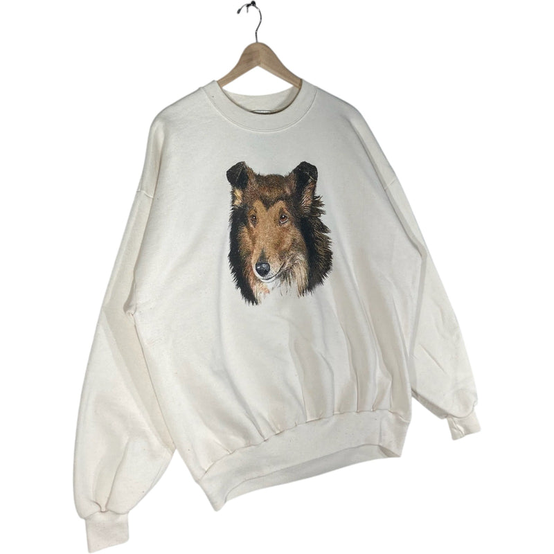 Vintage Big Face Rough Collie Dog Crewneck