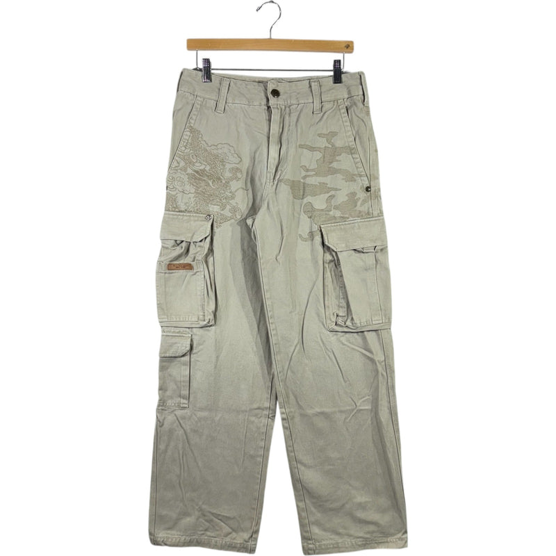 Y2K Embroidered Camo Cargo Pants 30