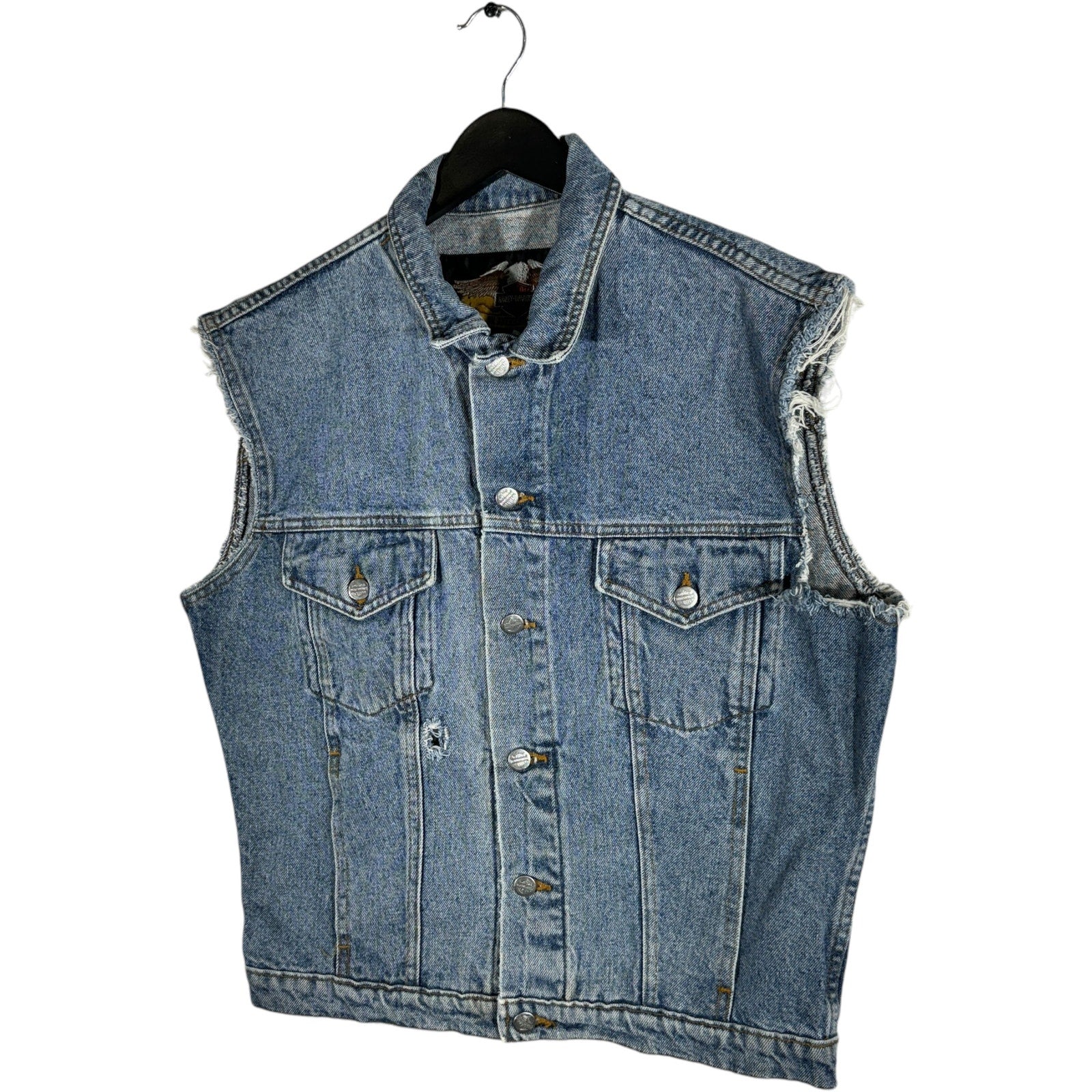 Vintage Harley Davidson Denim Cut Off Vest