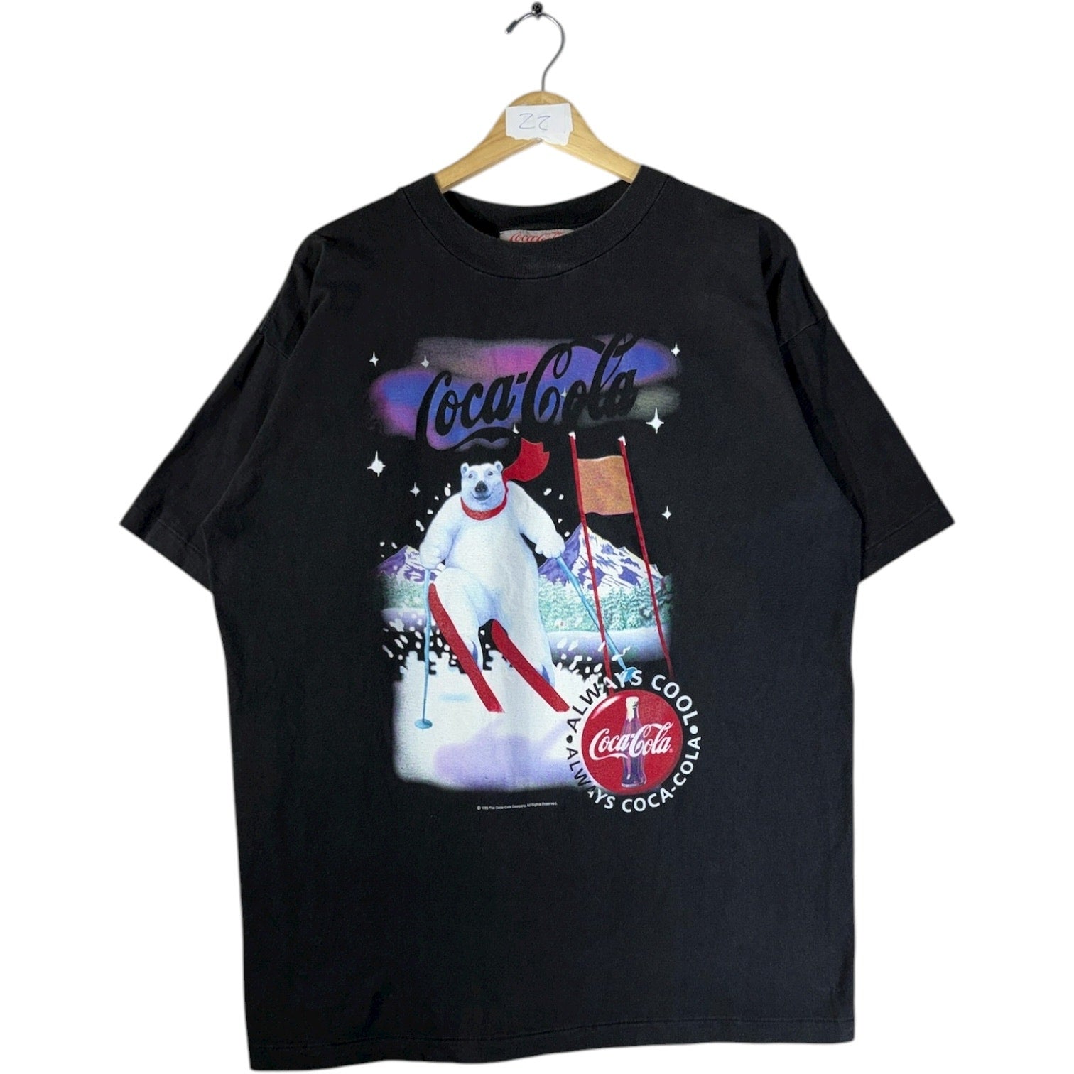 Vintage Coca-Cola Polar Bear Skiing Graphic T-Shirt