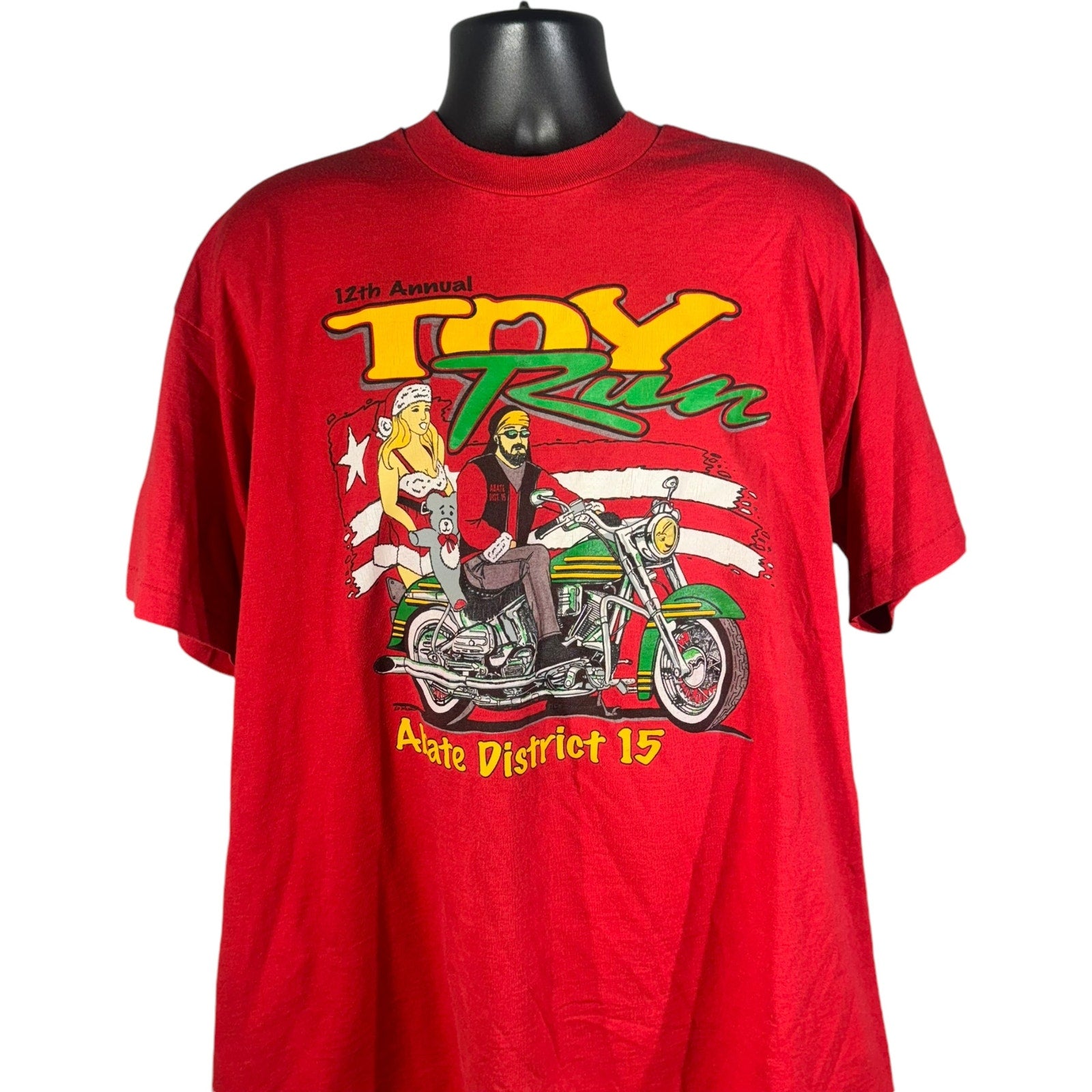 Vintage 12th Annual Toy Run Abate District 15 Biker Tee 90s