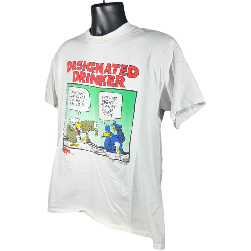 Vintage "Designated Drinker" Comic Humour Tee 90s