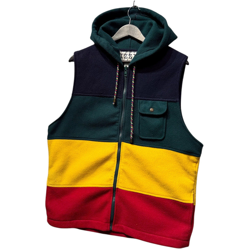 Vintage Izzi Fleece Color Block Hooded Full Zip Vest