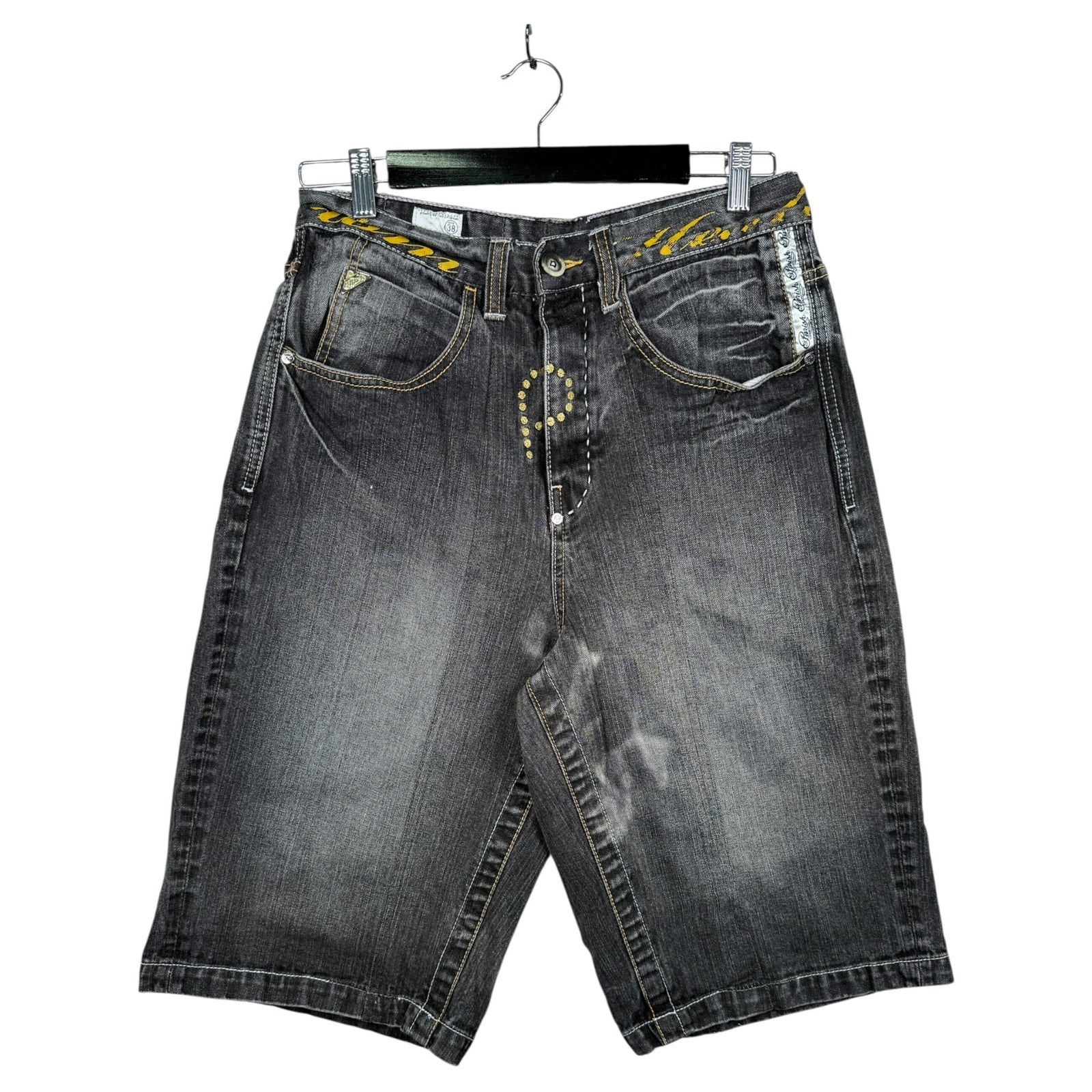 Vintage Parish Embroidered Straight Bermuda Jean Shorts 38