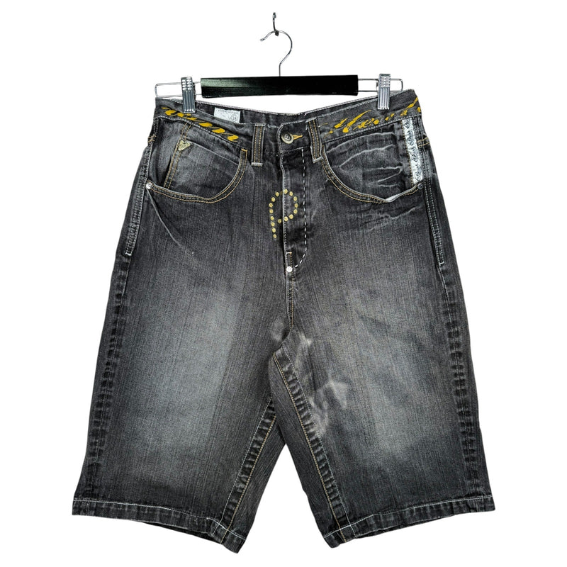 Vintage Parish Embroidered Straight Bermuda Jean Shorts 38