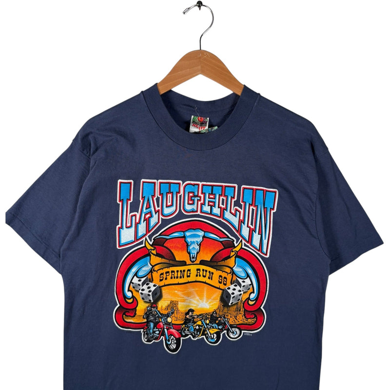 Vintage Laughlin Spring Run Bike Rally Double Sided Tee 90s