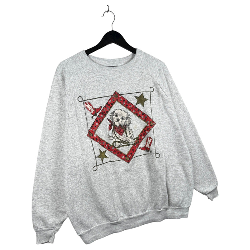 Vintage Western Dog Cowboy Boots Stars Crewneck