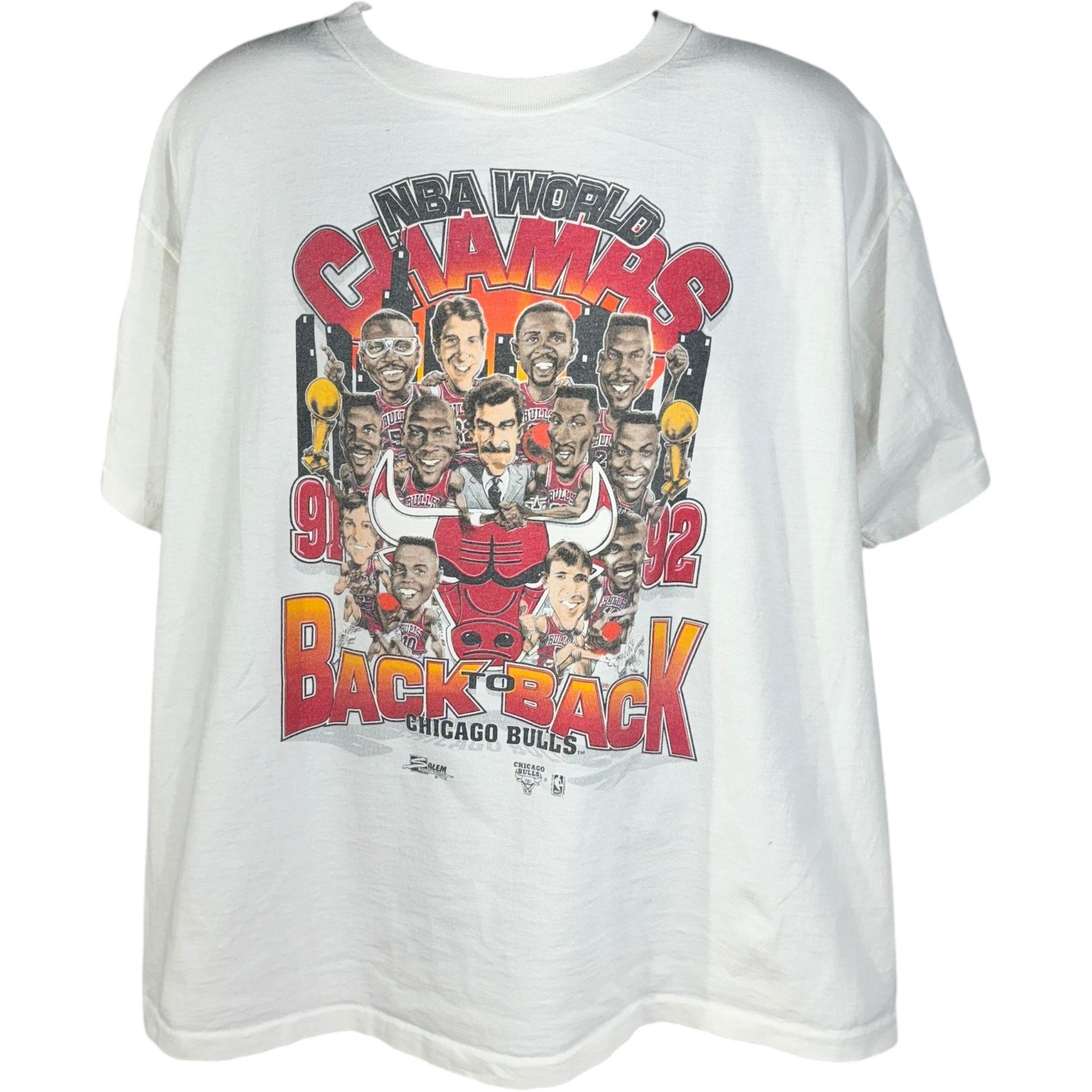 Vintage Chicago Bulls Back to Back World Champions Caricature Tee 90s