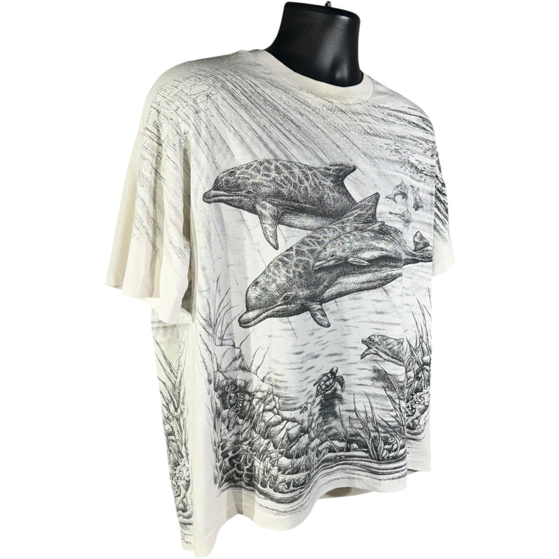 Vintage Bottlenose Dolphin Ocean Life AOP Tee