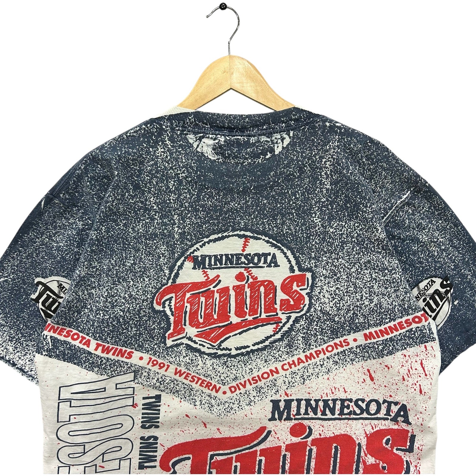 Vintage Minnesota Twins Spellout Double Sided AOP MLB Tee