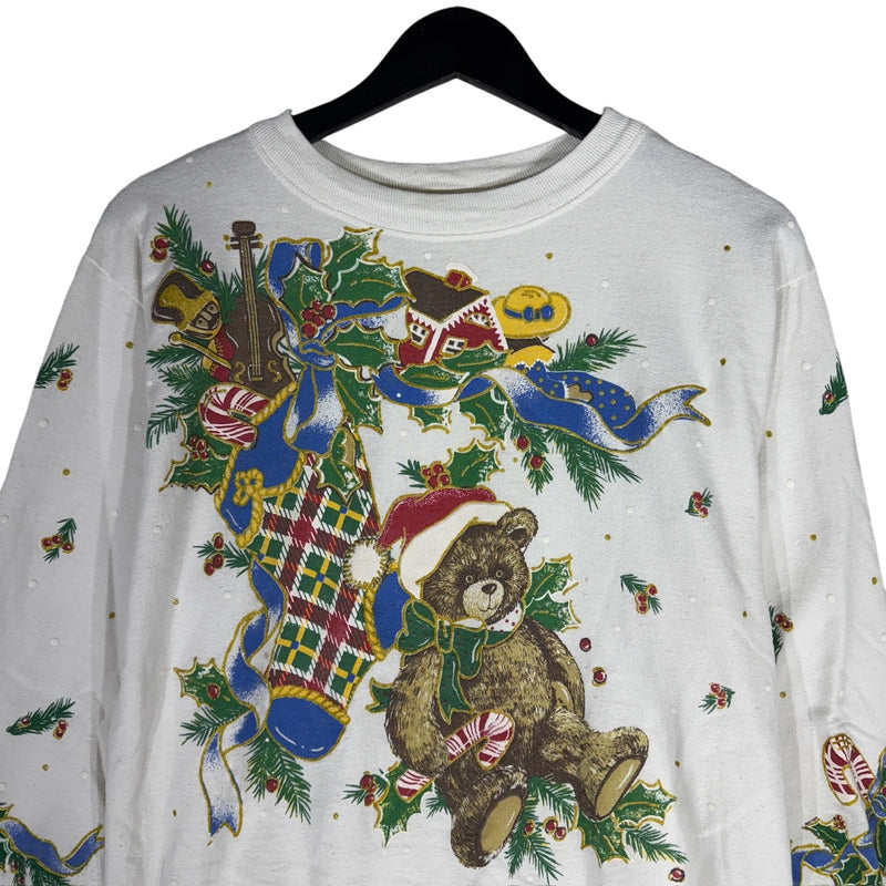 Vintage Christmas Teddy Bear Gifts Crewneck