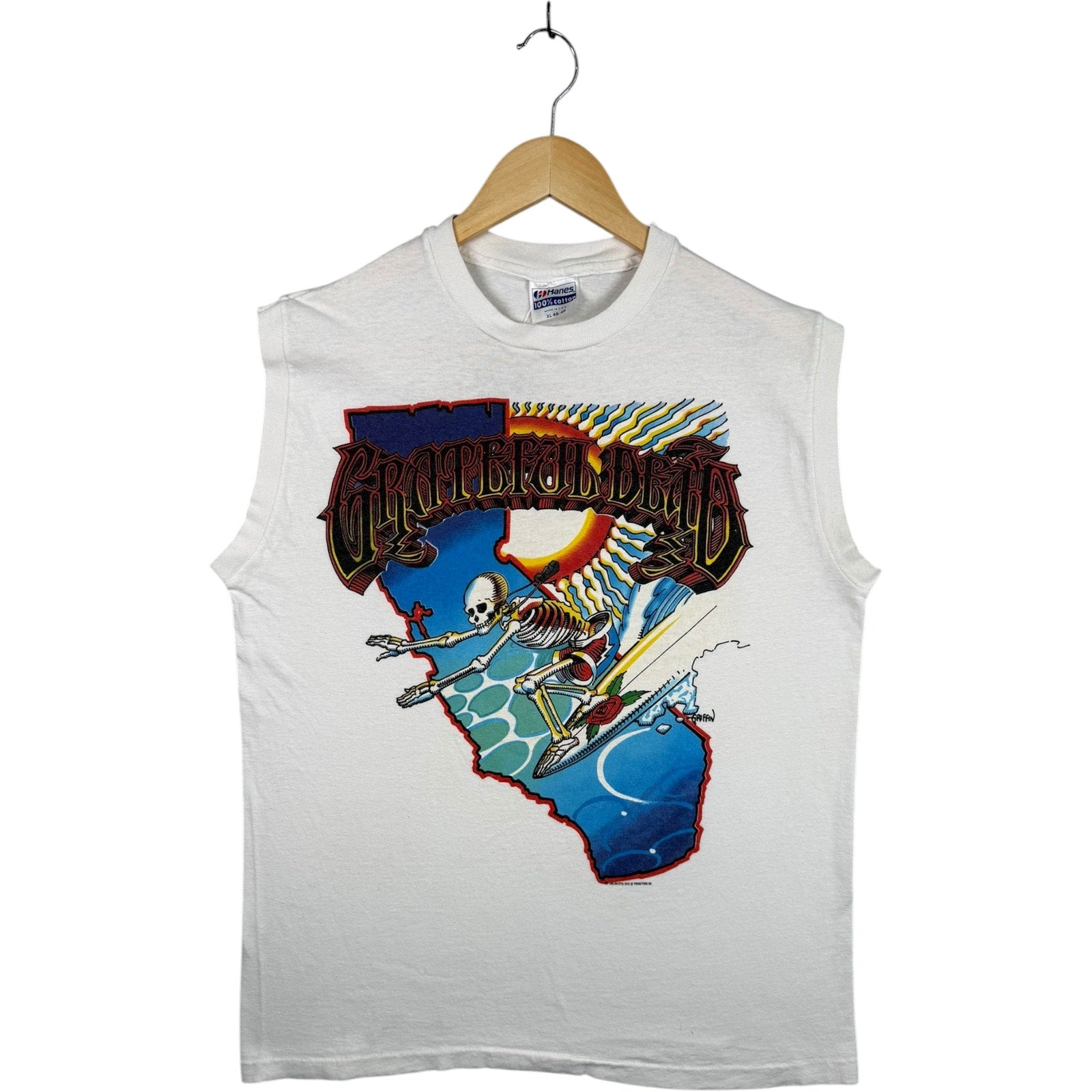 Vintage Grateful Dead Surfing Skeleton Tank Muscle Tee Top