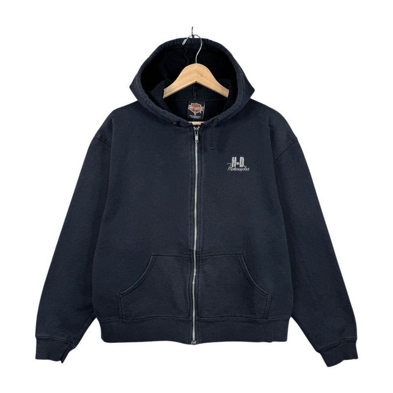 Vintage Harley Davidson H-D Embroidered Zip Up Hoodie