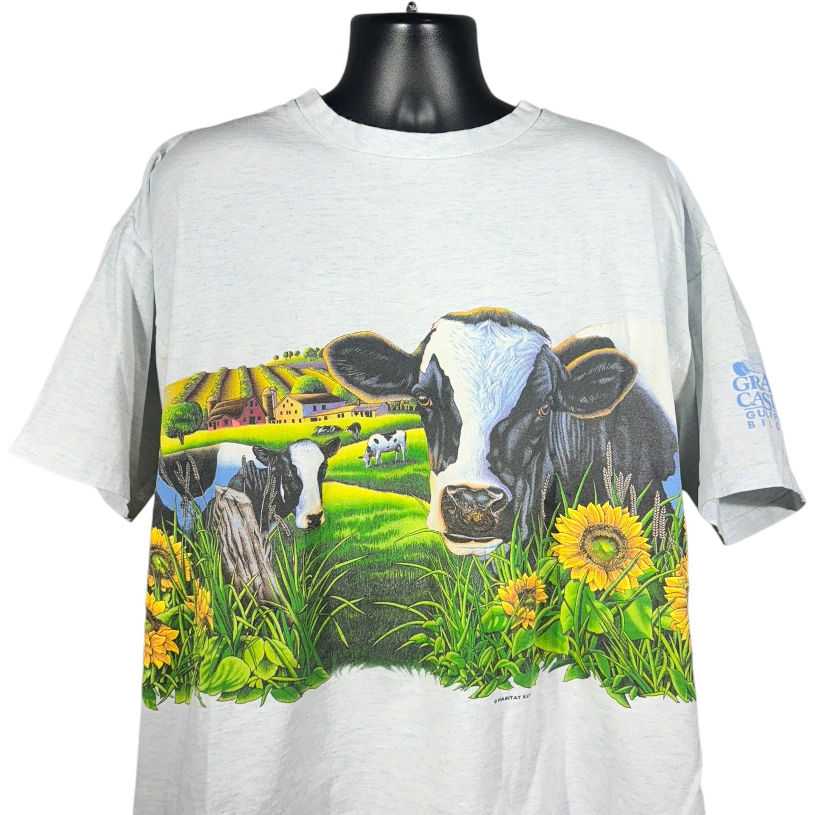 Vintage Country Farm Landscape Cow Wrap Around Nature Tee