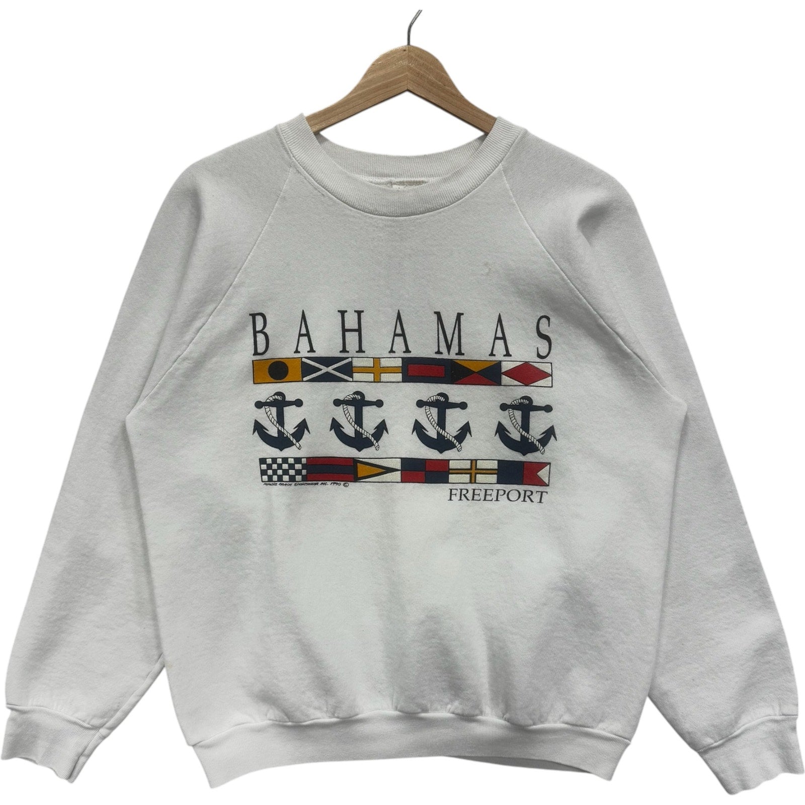 Vintage Bahamas Freeport Nautical Flags Crewneck