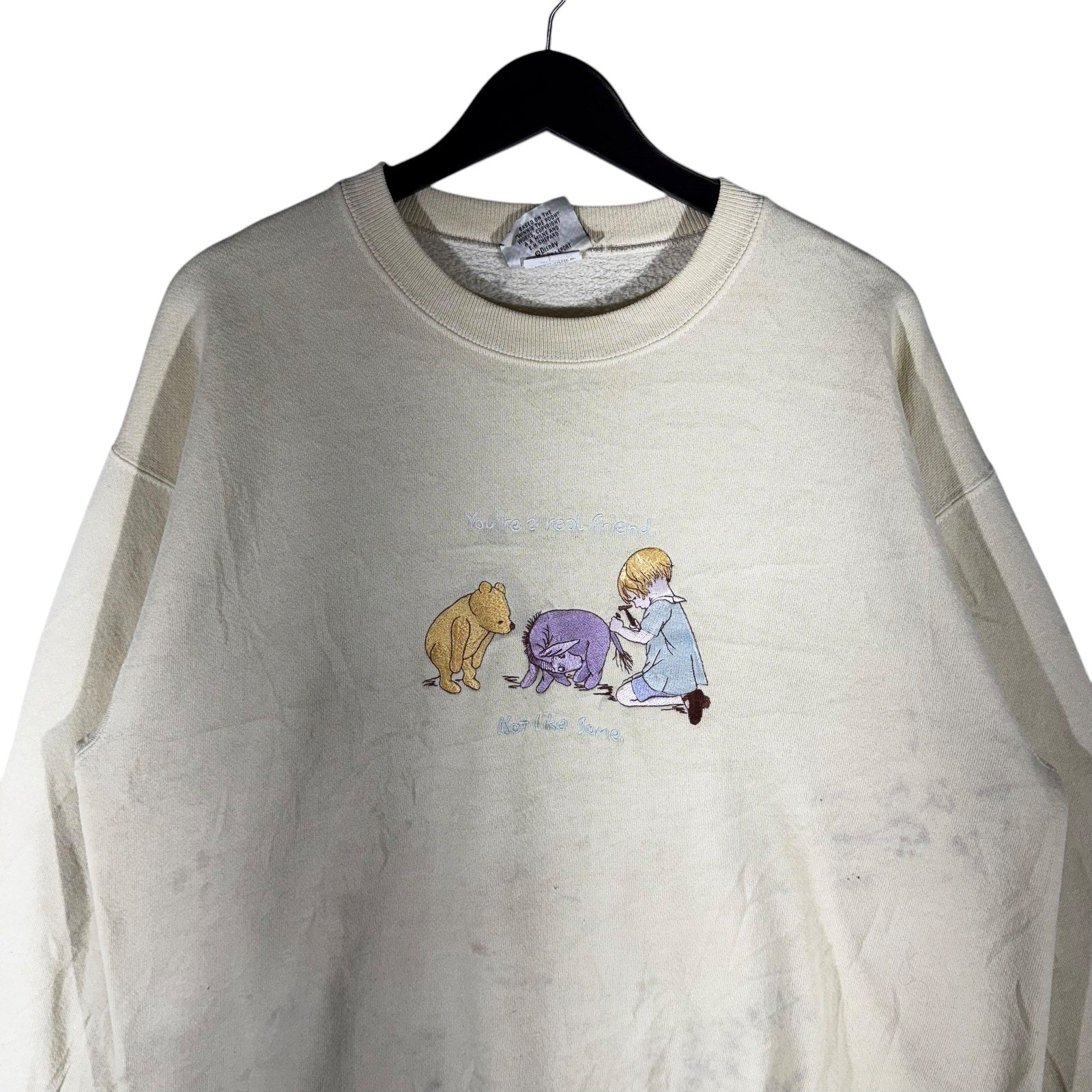 Vintage Disney Winnie The Pooh "Real Friend" Quote Crewneck