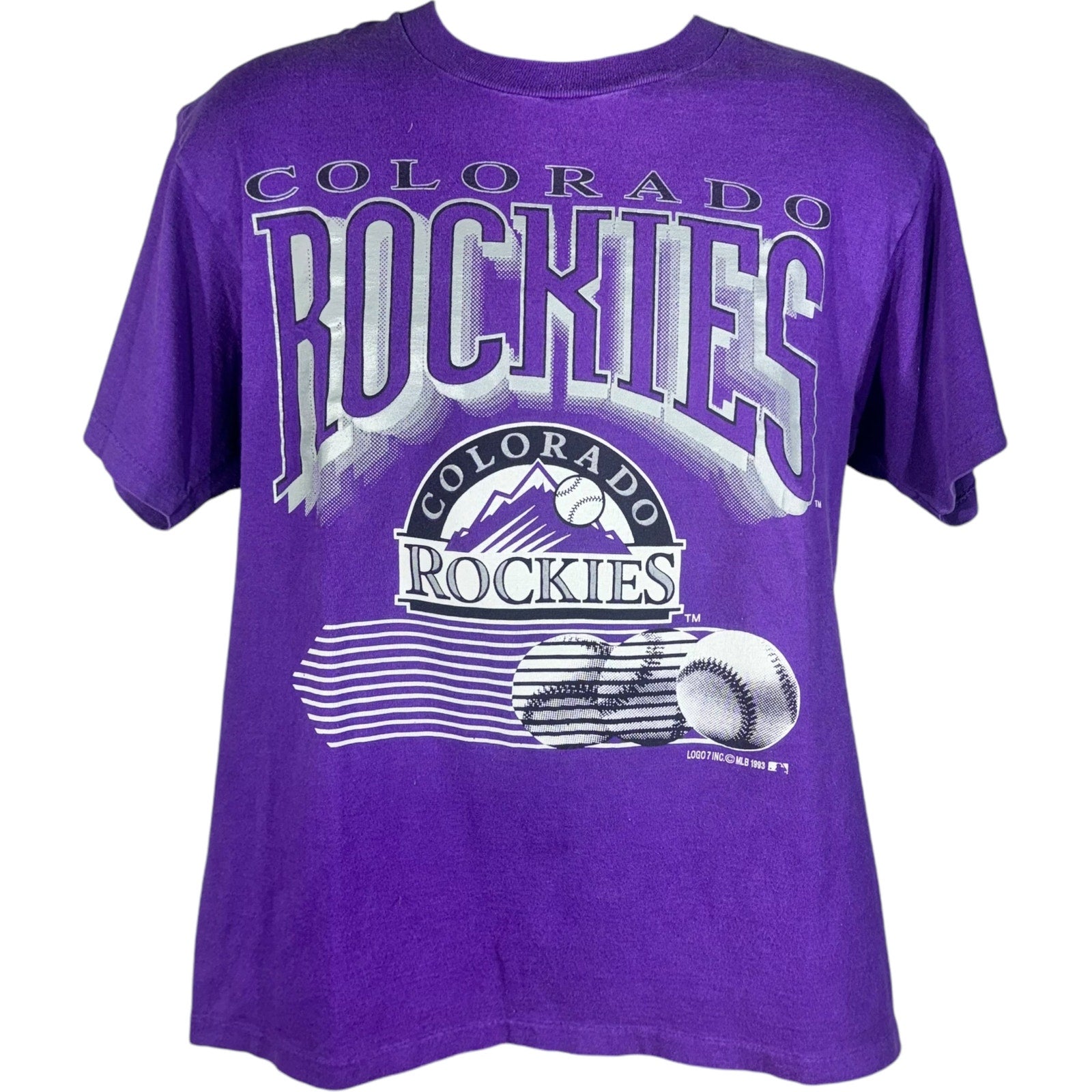 Vintage Colorado Rockies Spellout Tee 1993