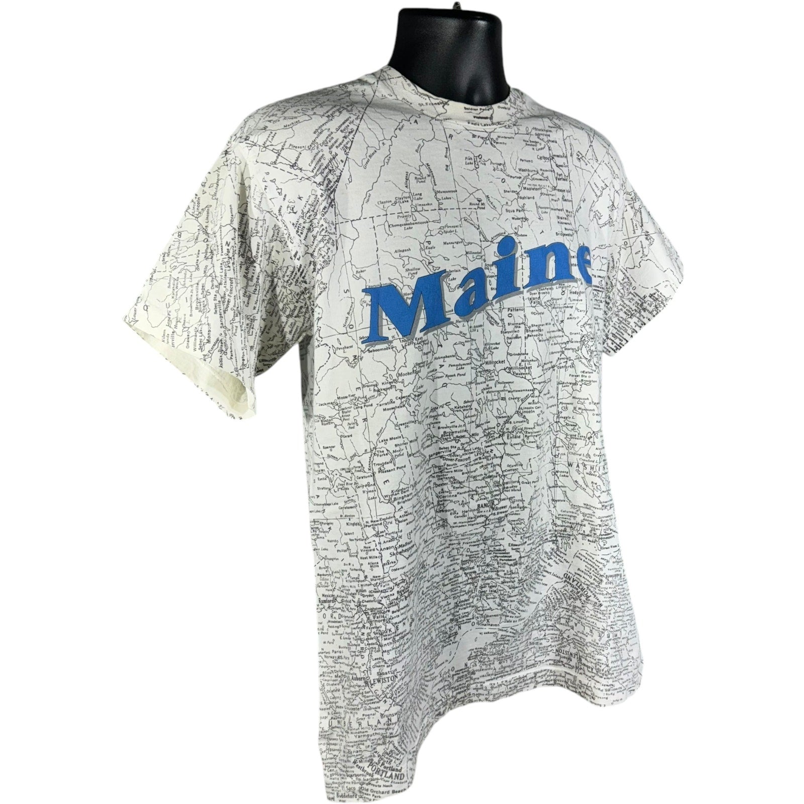 Vintage Maine State Map AOP Souvenir Tee 90s