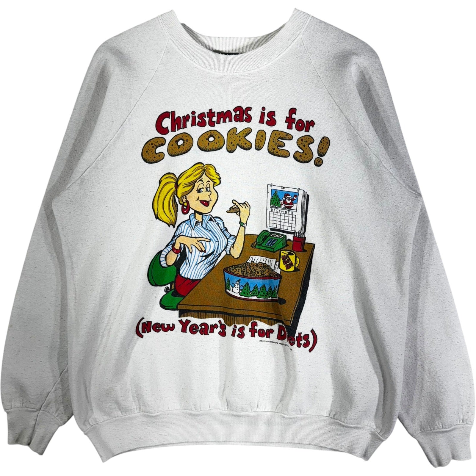 Vintage Women's Christmas is for Cookies Humor Novelty Crewneck 90s