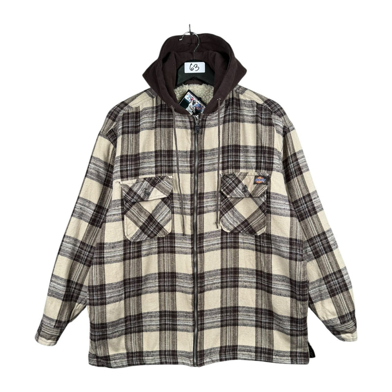 Vintage Dickies Plaid Sherpa Lined Hooded Shirt Jacket