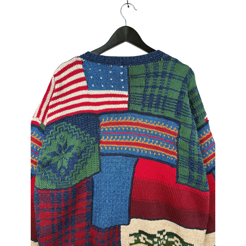 Vintage Crochet Knit Patchwork Relaxed Sweater