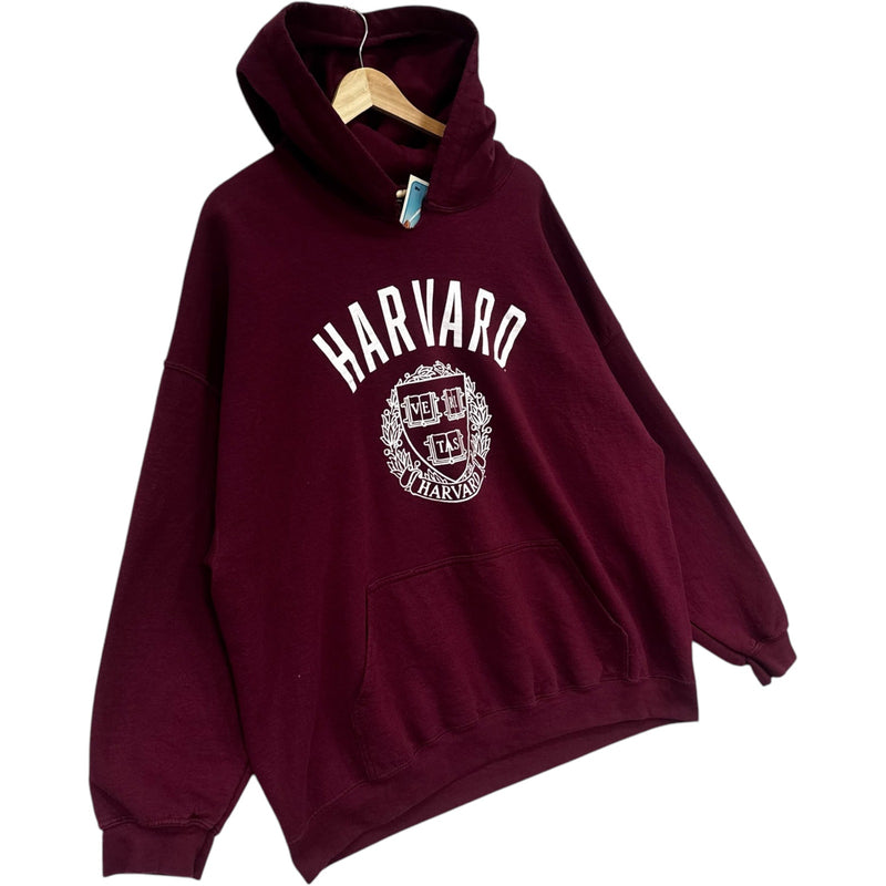 Vintage Harvard Crest Cut Neck Hoodie