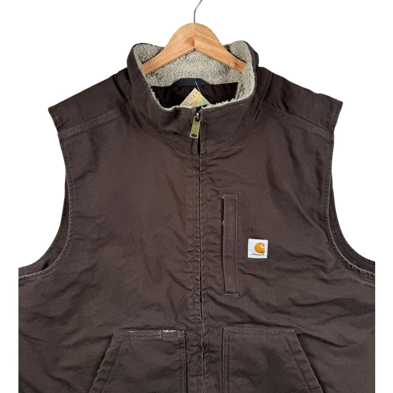 Vintage Carhartt Canvas Sherpa Lined Workwear Vest