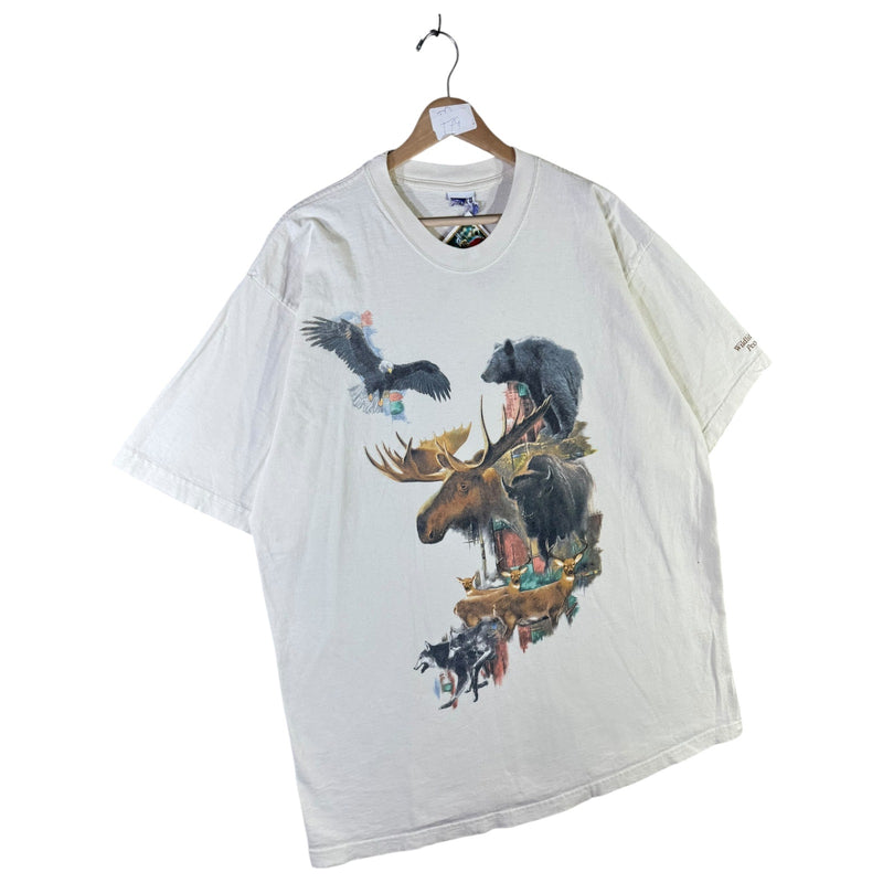 Vintage Wildlife Animals Moose Bear Eagle Graphic T-Shirt