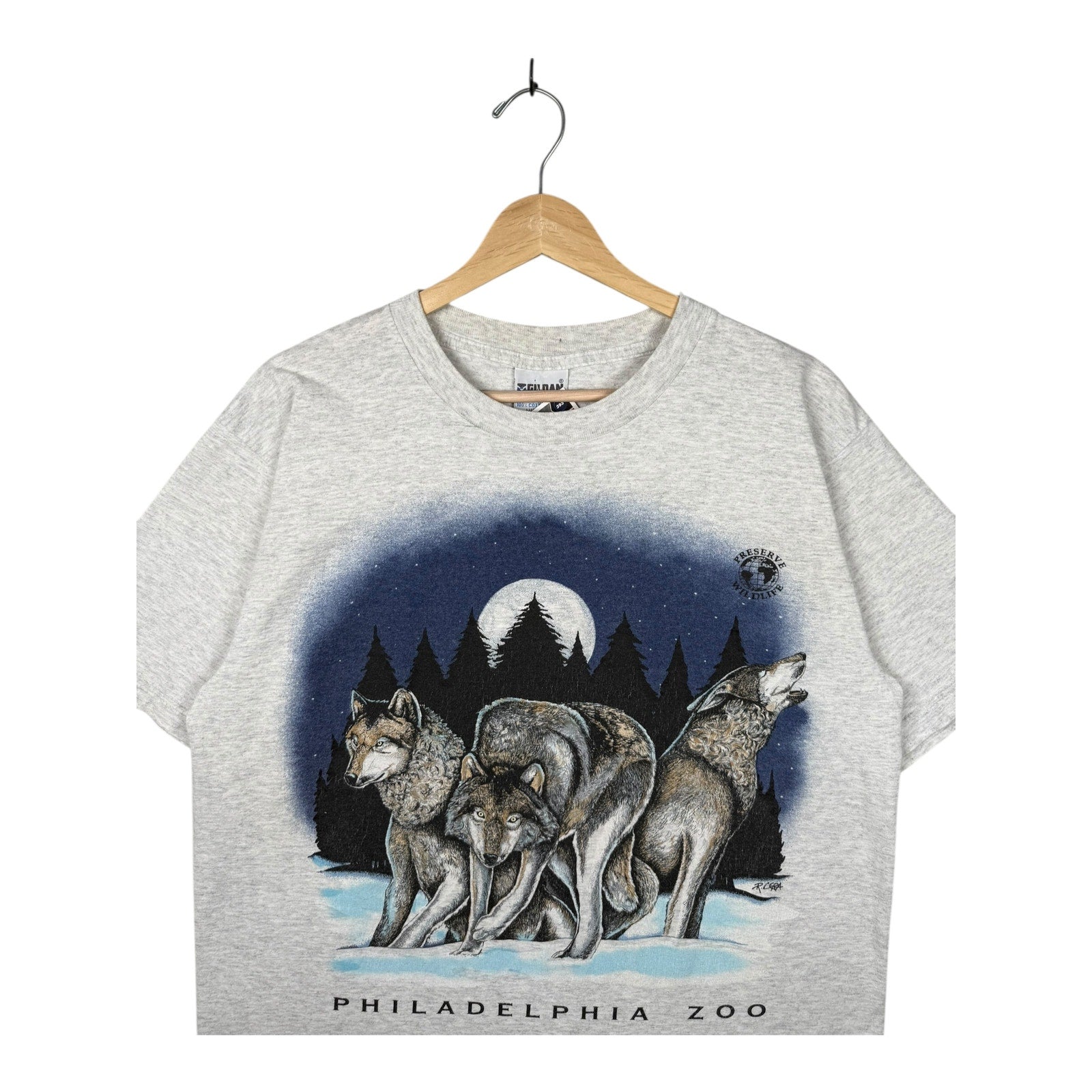 Vintage Philadelphia Zoo Wolves Moon T-Shirt