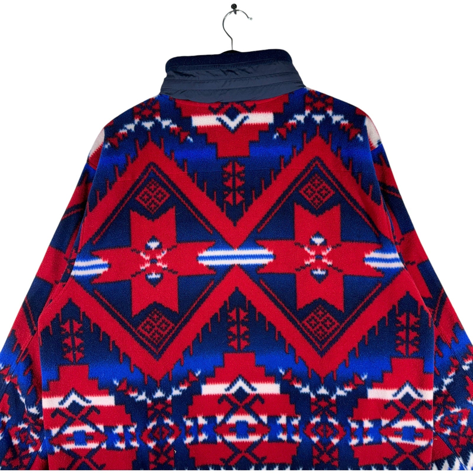 Vintage Polo Ralph Lauren Aztec 1/4 Zip Hidden Hood Fleece