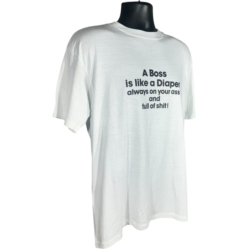 Vintage "A Boss Is Like A Diaper" Quote Tee