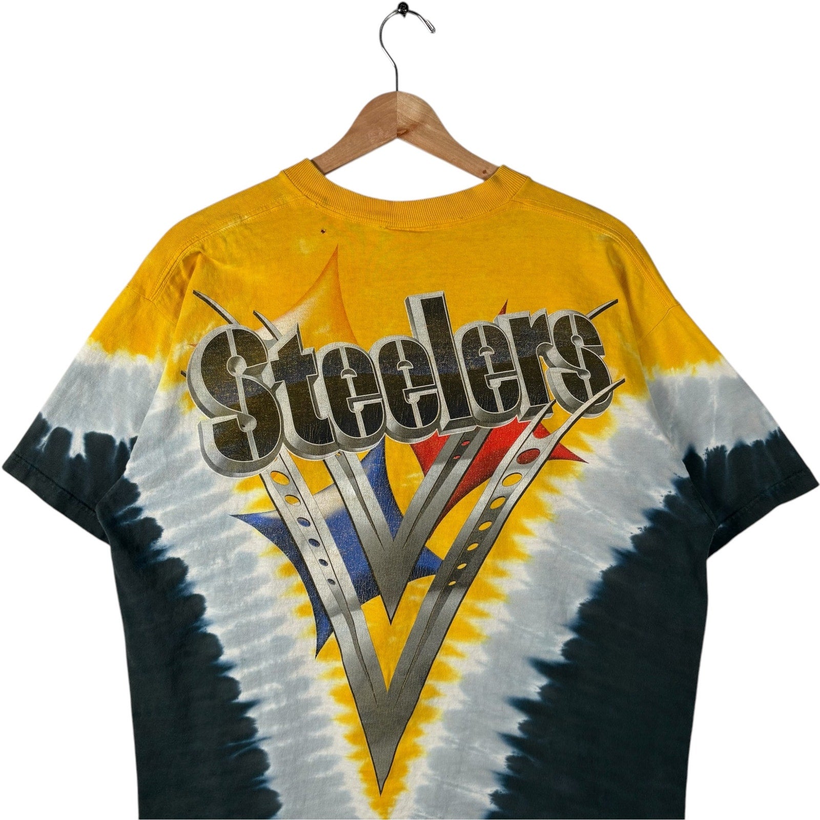 Vintage Liquid Blue Pittsburgh Steelers Tie Dye Double Sided NFL Tee