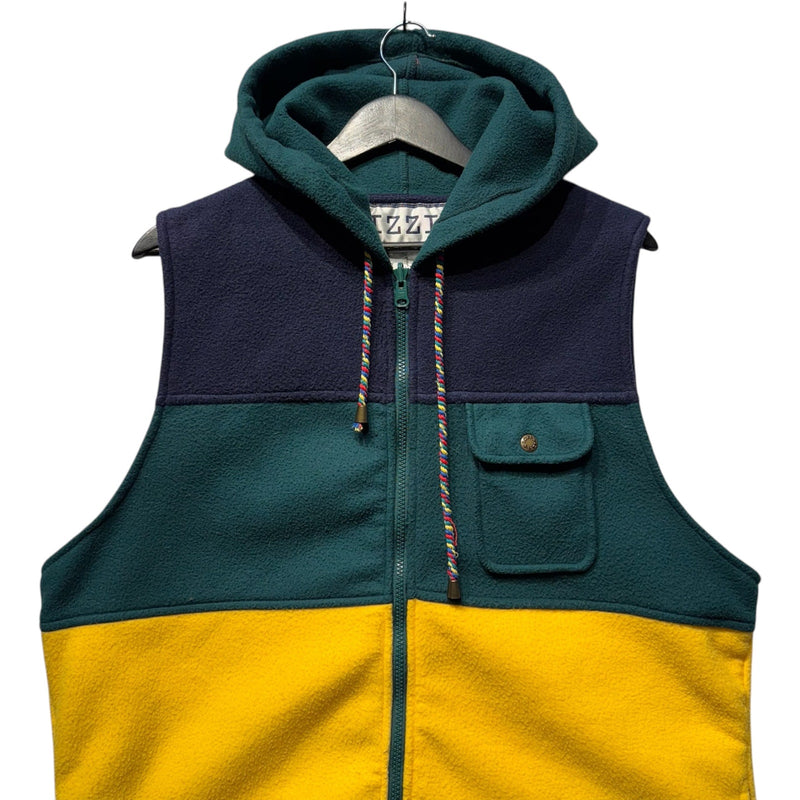 Vintage Izzi Fleece Color Block Hooded Full Zip Vest