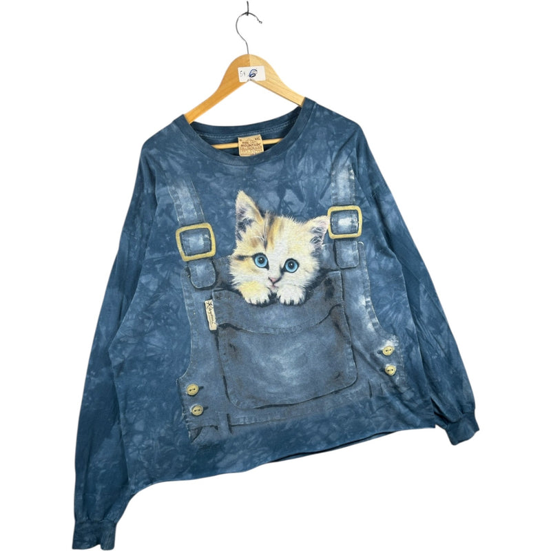 Vintage Tie Dye Kitten Graphic Print Long Sleeve