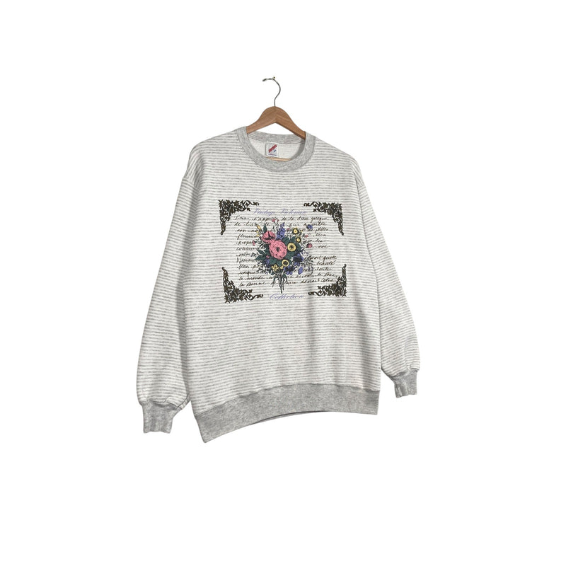 Vintage Striped Flower Bouquet Crewneck