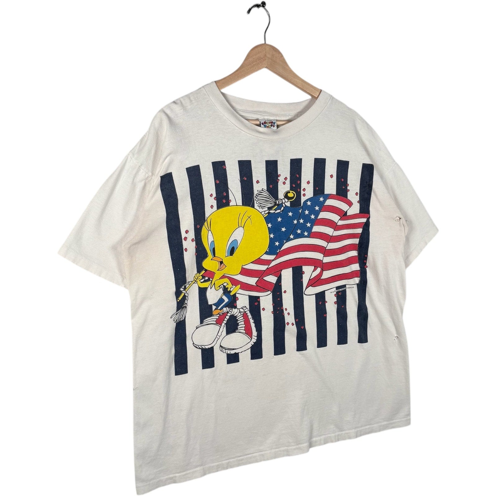 Vintage Looney Tunes Tweety Bird American Flag Tee