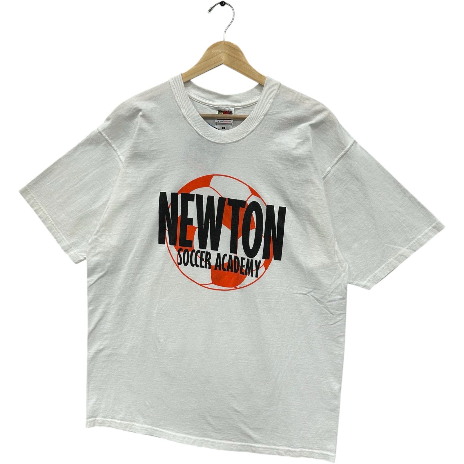 Vintage Newton Soccer Academy Spellout Ball Promo Tee