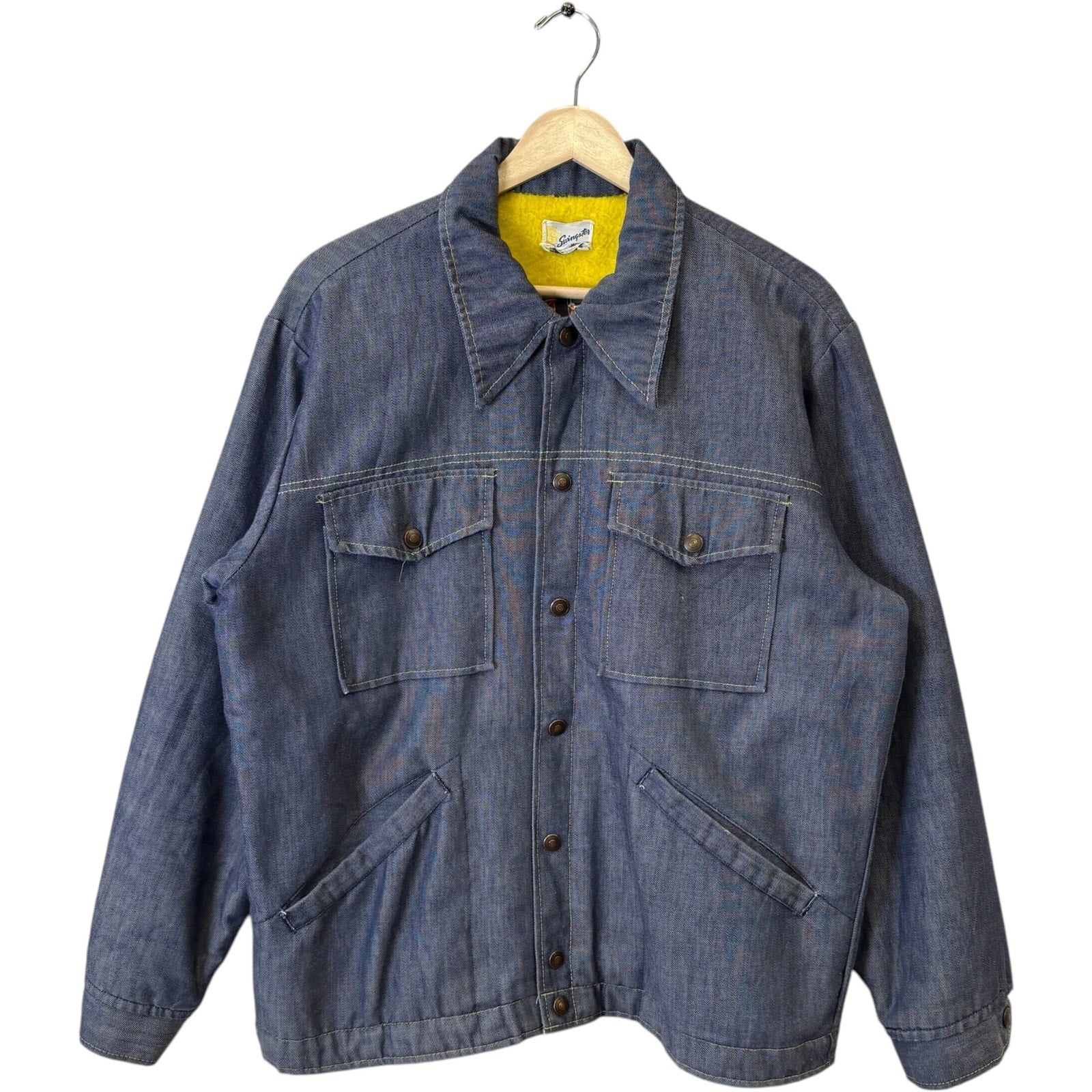 Vintage Swingster Sherpa Lined Button Up Denim Jacket