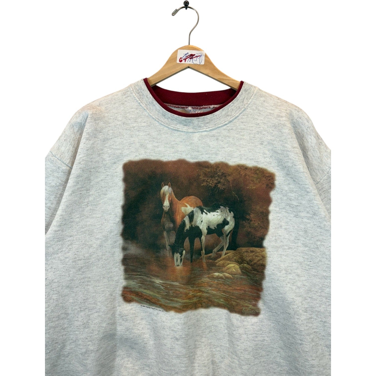 Vintage Horses Drinking Artwork Crewneck