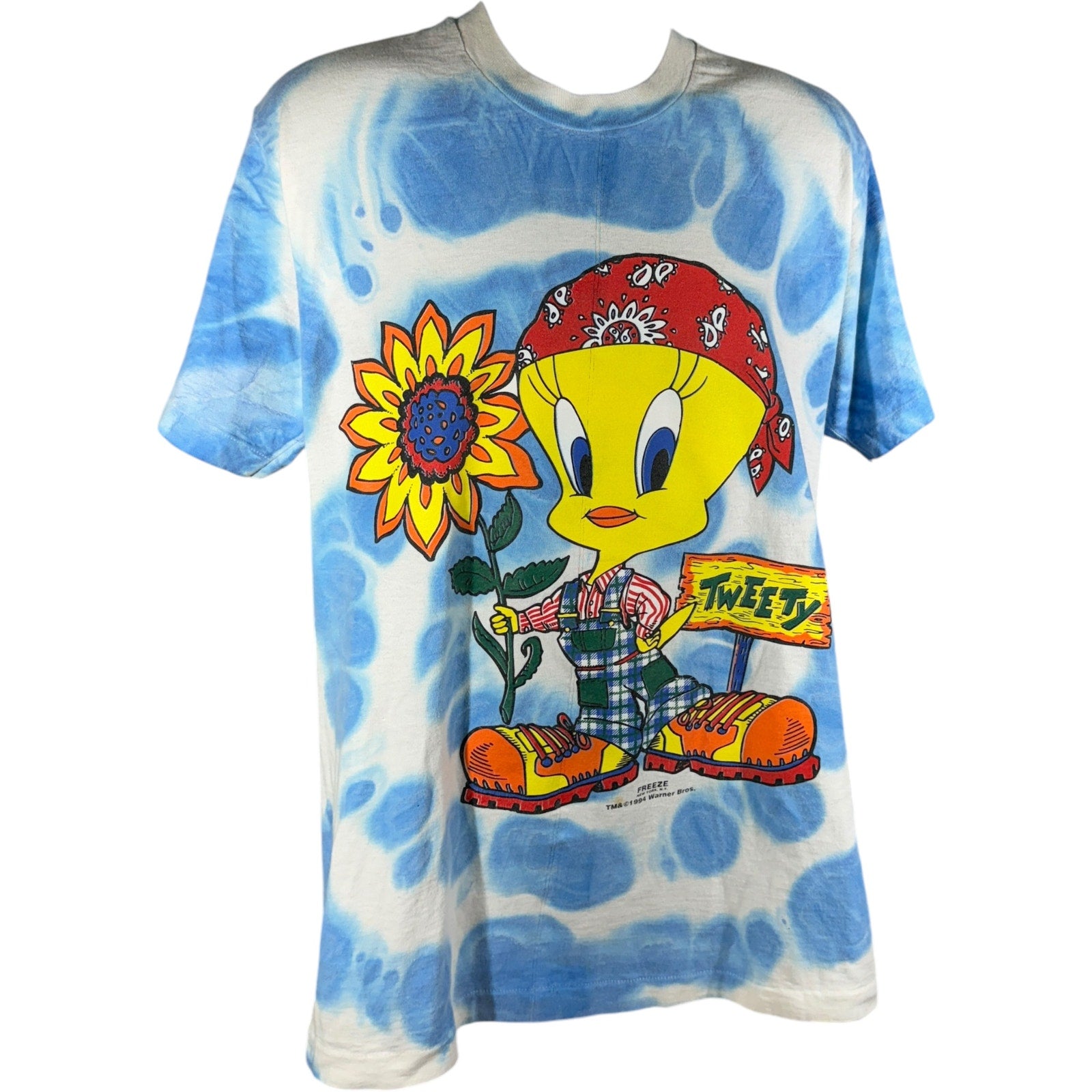 Vintage Looney Tunes Flower Farmer Tweety Tie-Dye Tee 90s