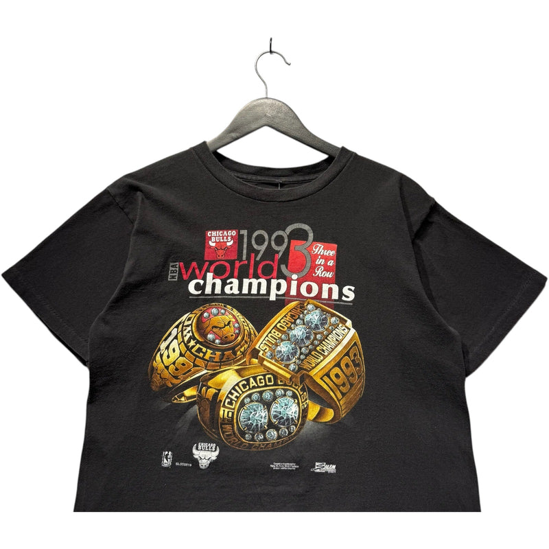 Vintage Chicago Bulls 3 Peat Championship Rings NBA 90s Tee