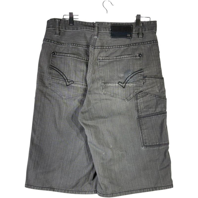 Vintage Cross pattern Baggy Fit Denim Carpenter Shorts 37