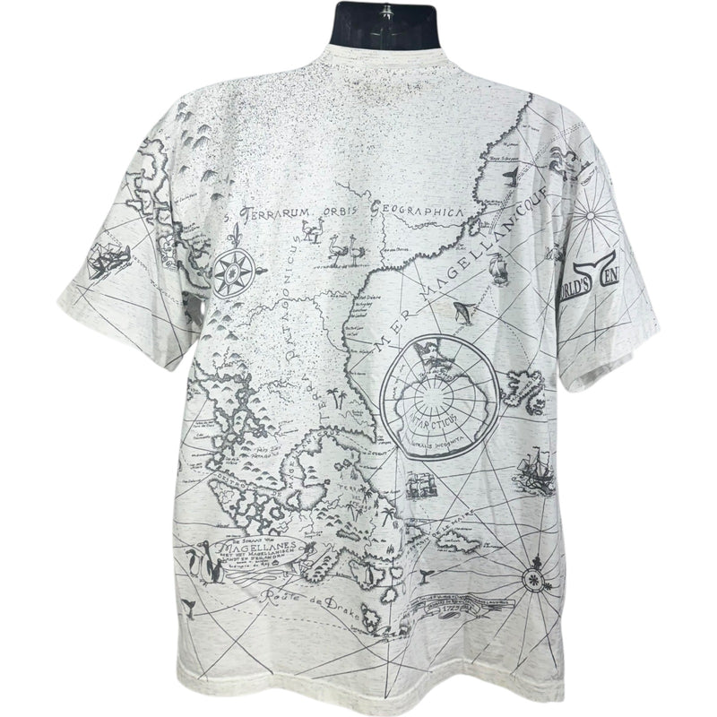 Vintage Penguins Antartica AOP Map Tee