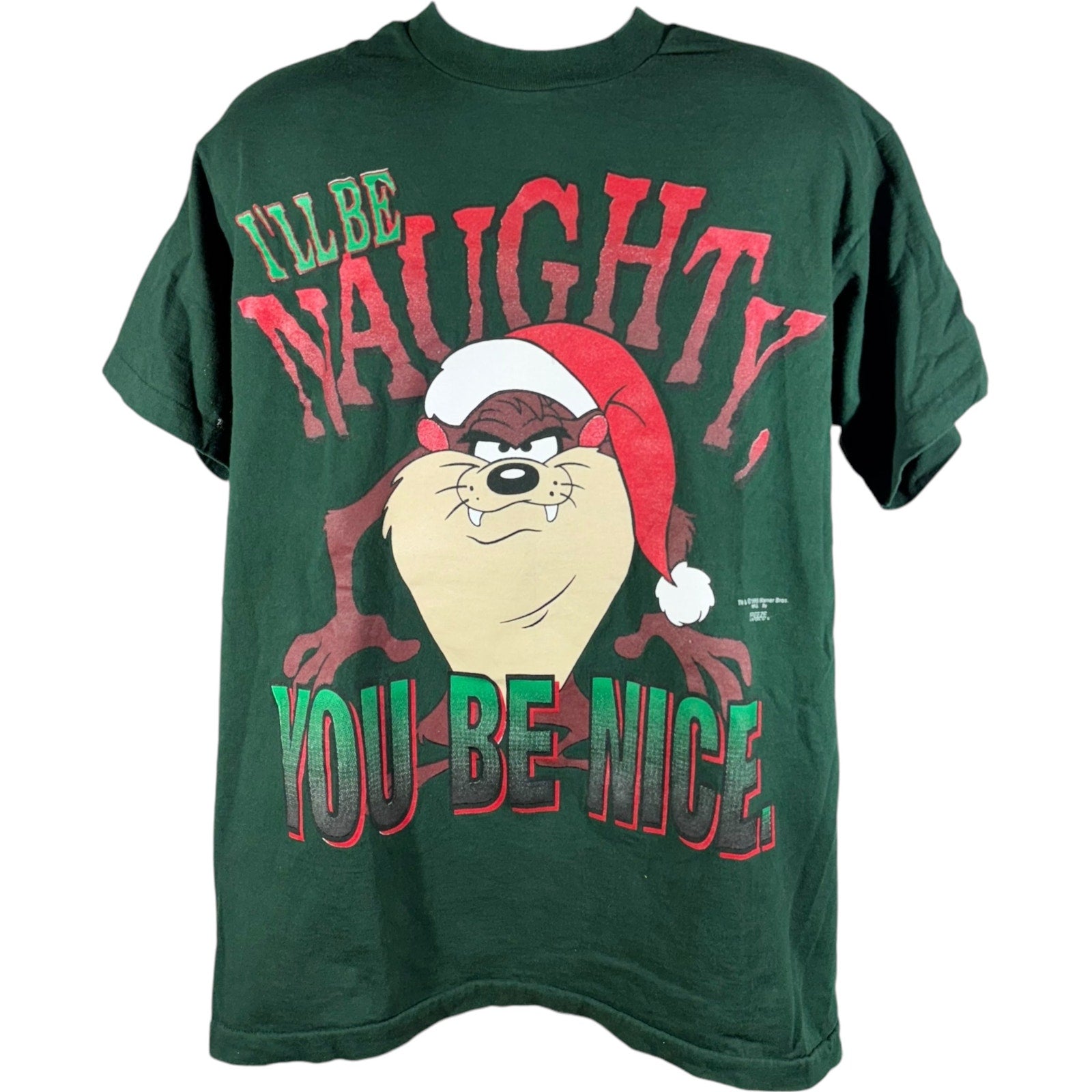 Vintage Looney Tunes Taz "I'll Be Naughty..." Christmas Tee