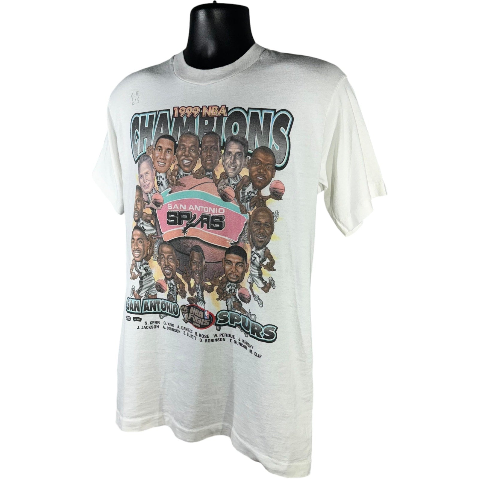 Vintage San Antonio Spurs NBA Champions Caricature Tee 1999