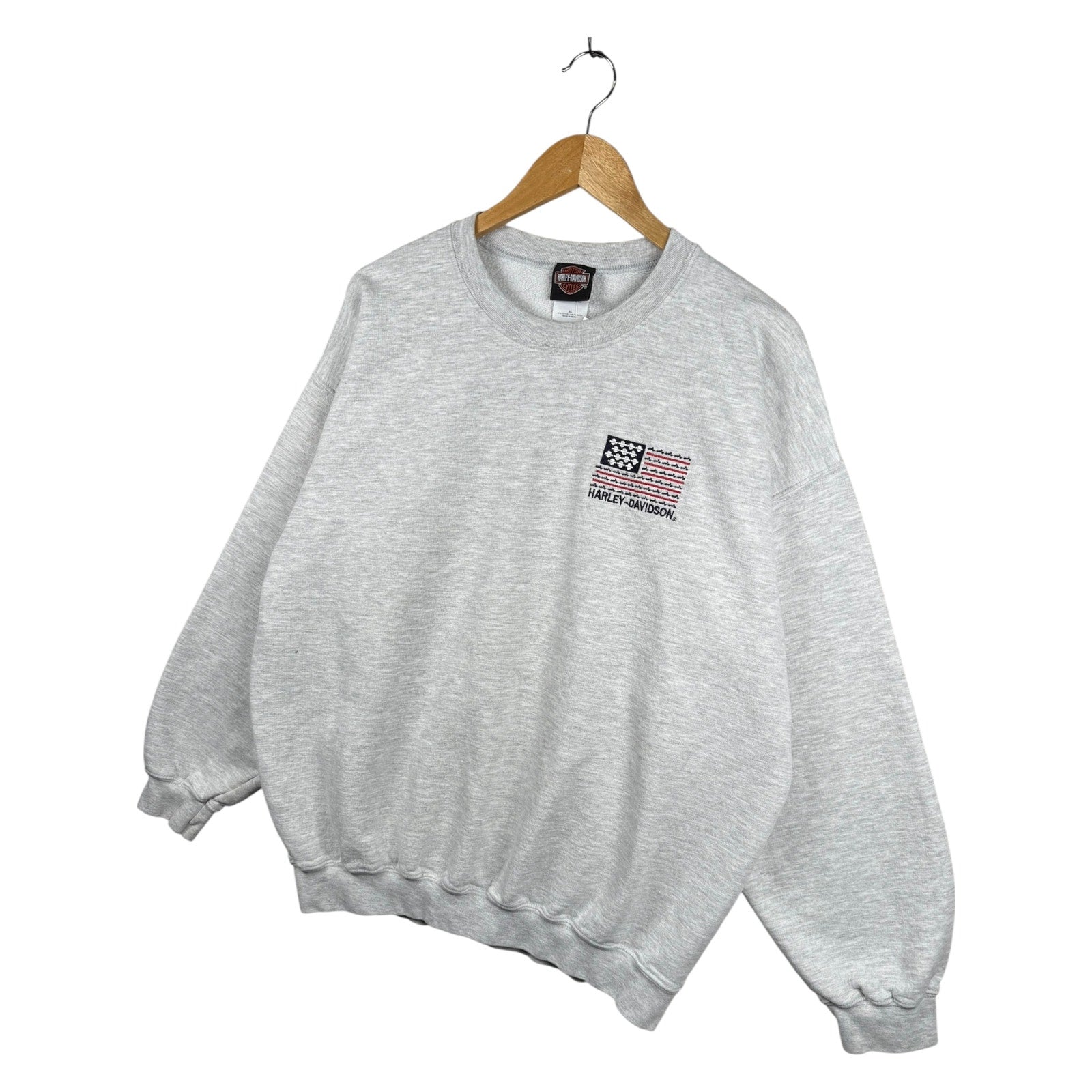 Vintage Harley Davidson Embroidered USA Flag Crewneck