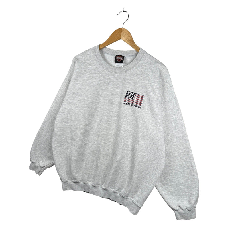 Vintage Harley Davidson Embroidered USA Flag Crewneck