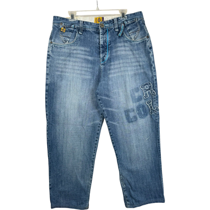 Vintage Cross Colours Embroidered Baggy Denim Jeans 38