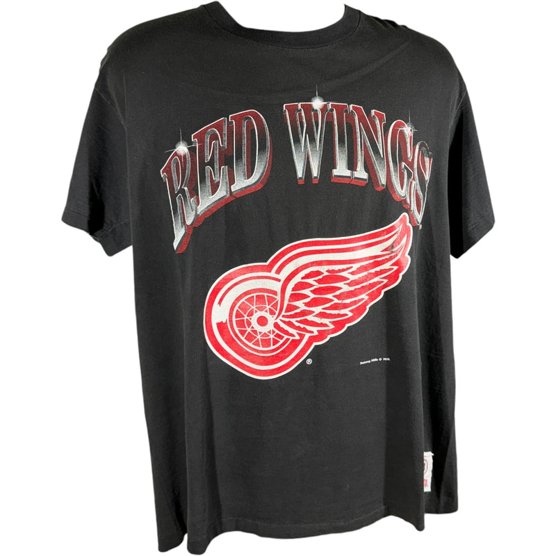 Vintage Nutmeg Detroit Red Wings Spellout Logo Tee 90s