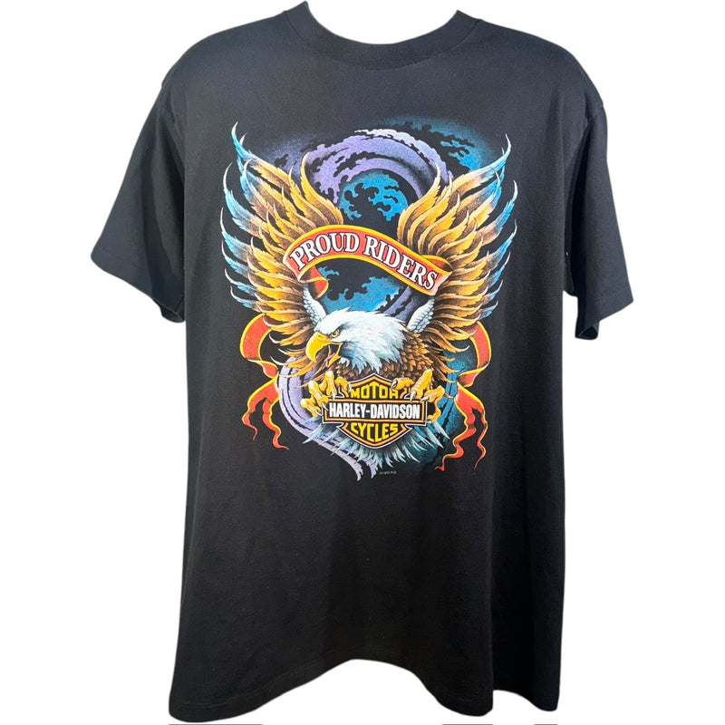 Vintage Harley Davidson "Proud Riders" Flaming Eagle Tee